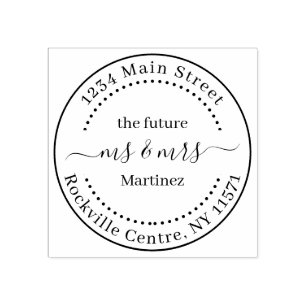 Custom Future Mr. and Mrs. Wedding Address Rubber Stamp