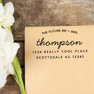 Custom Future Mr Mrs Modern Wedding Return Address Self-inking Stamp