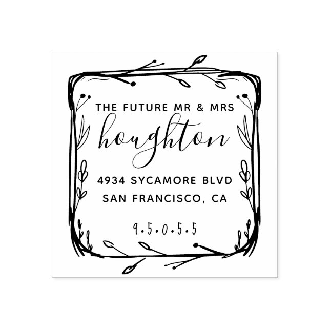 Custom Future Mr & Mrs Wedding Return Address Rubber Stamp (Imprint)