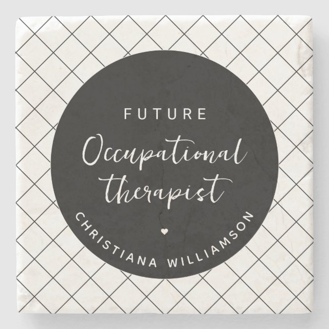 Custom Future OT Occupational Therapist Elegant Stone Coaster (Front)