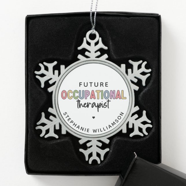 Custom Future OT Occupational Therapist OT Student Snowflake Pewter Christmas Ornament (Box)