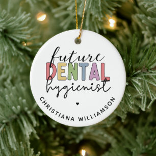 Custom Future RDH Registered Dental Hygienist Ceramic Ornament