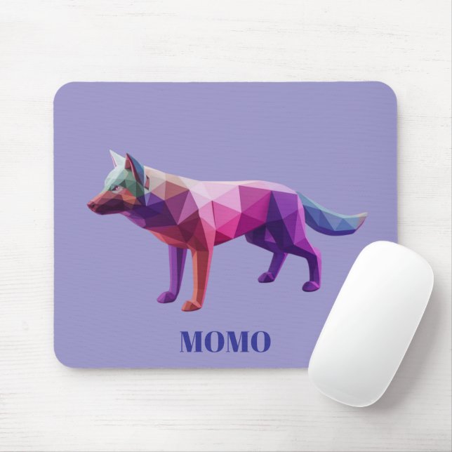 Custom futuristic geometric wolf Gradient fine art Mouse Pad (With Mouse)