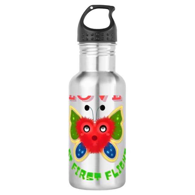 Custom Fuzzy Heart Butterfly Gift 710 Ml Water Bottle (Front)