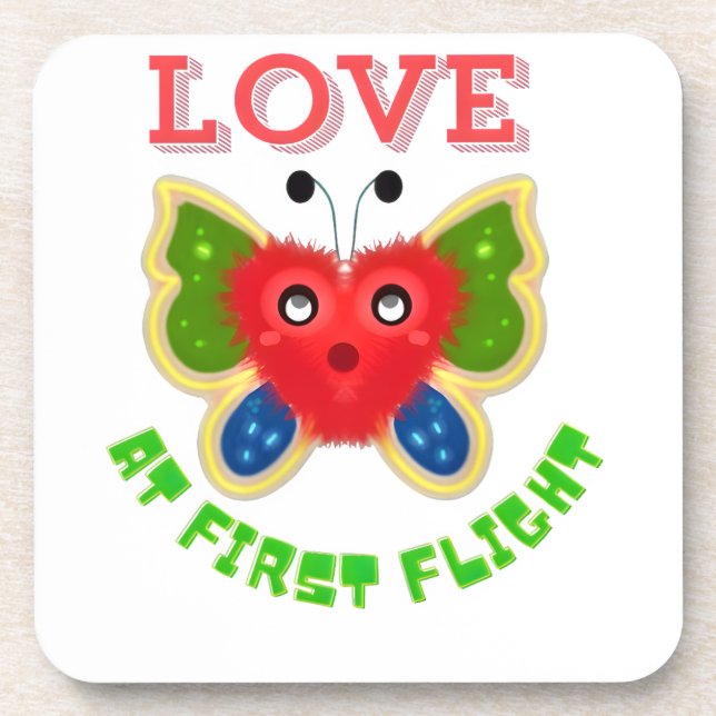 Custom Fuzzy Heart Butterfly Gift Coaster (Front)