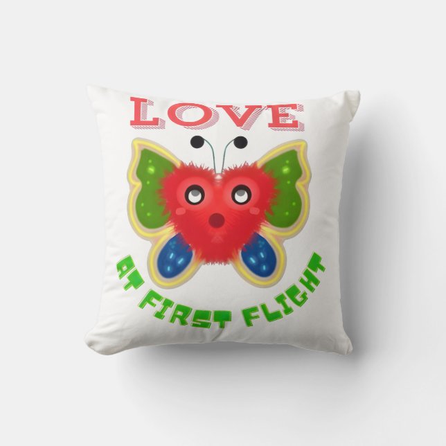 Custom Fuzzy Heart Butterfly Gift Cushion (Front)