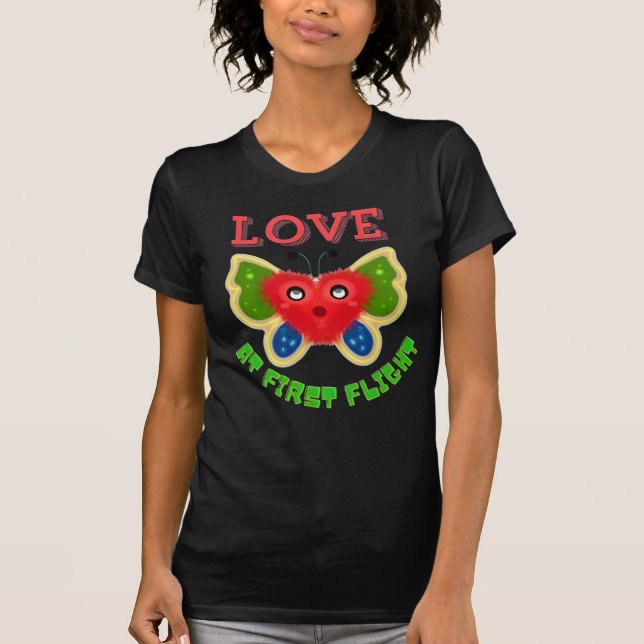Custom Fuzzy Heart Butterfly Gift T-Shirt (Front)