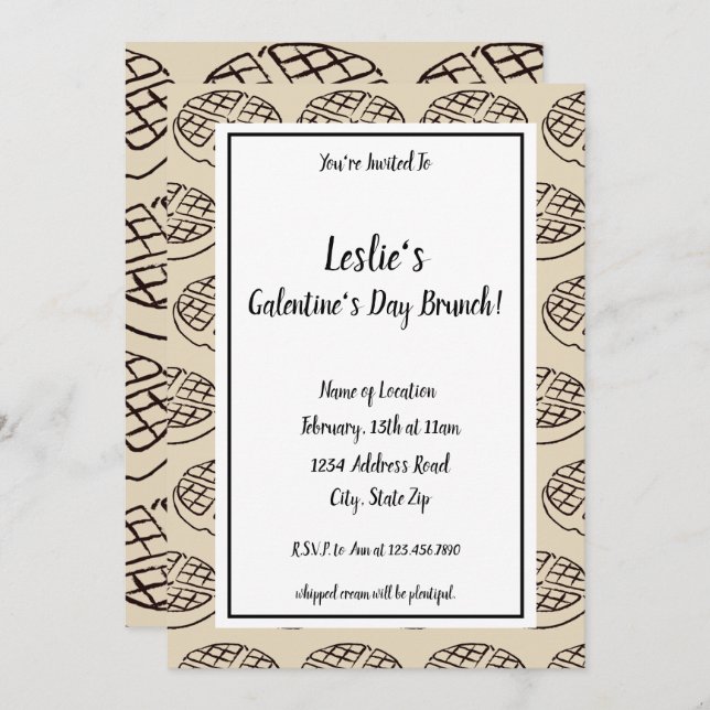 Custom Galentine's Day Brunch Waffle Invitation 2 (Front/Back)