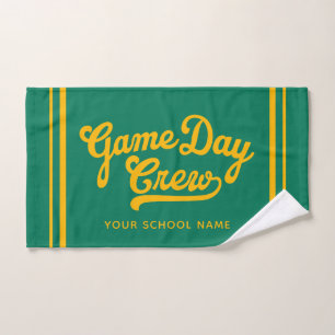 Custom Game Day Crew Team Spirit Green Gold Sport Hand Towel