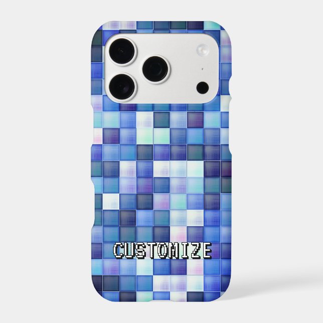 Custom Gamertag Blue 8-Bit Pixel Square Pattern (Back)