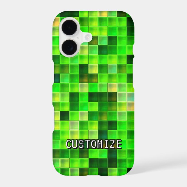 Custom Gamertag Green 8-Bit Pixel Square Pattern (Back)