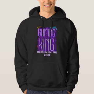 Custom Gaming King for Gamer Location Date Name Hoodie