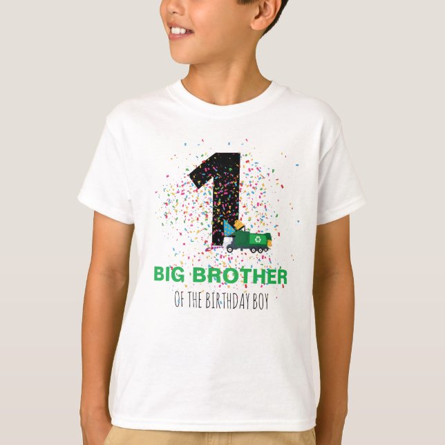 Custom Garbage Truck Birthday Party Brother T-Shirt (Front)