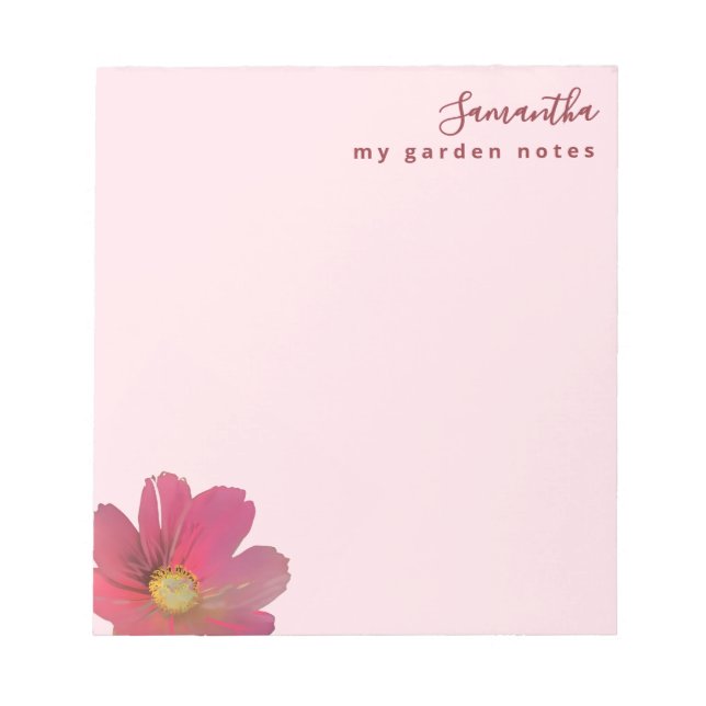 Custom Garden Notes Pastel Pink Watercolor  Flower (Front)