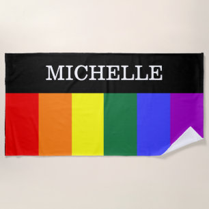 Custom Gay Rainbow Pride Beach Tool Towel