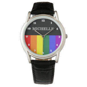 Custom Gay Rainbow Pride Clock Watch