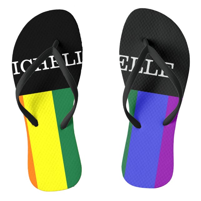 Custom Gay Rainbow Pride Pair Thongs (Footbed)
