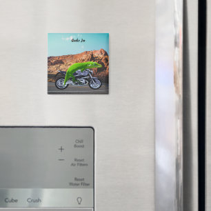 Custom Gecko Rider on Motorcycle Desert Highway Magnet