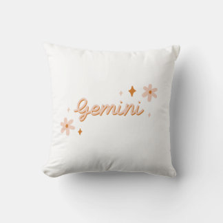 Custom Gemini Zodiac Name & Stars Minimalist Gift Cushion