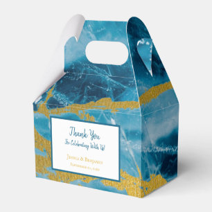 Custom Geode Agate Gemstone Blue and Gold Favour Box