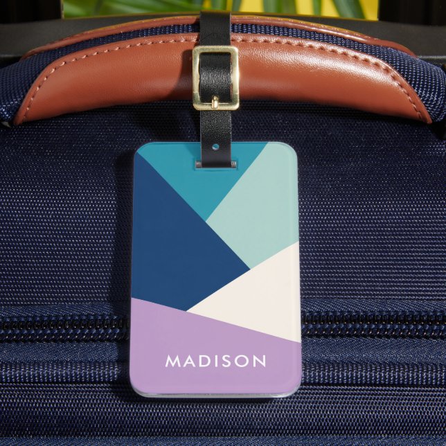 Custom Geometric Abstraction Vibrant Colour Block Luggage Tag (Front Insitu 2)