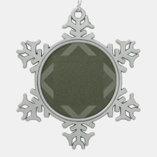 Custom Geometric Moss Green Snowflake Ornament