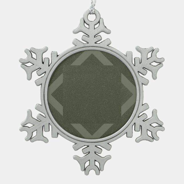 Custom Geometric Moss Green Snowflake Ornament (Front)