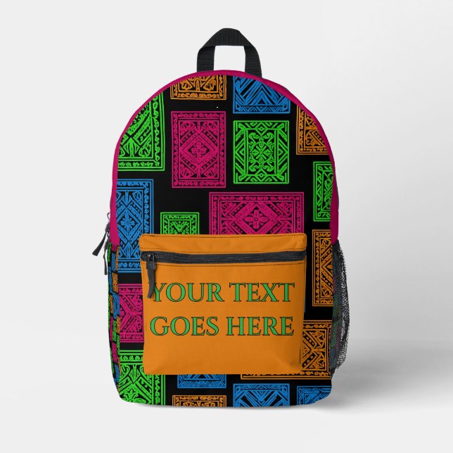Custom Geometric Personalised Abstract Design Printed Backpack (Front)