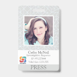 Custom Geometric Reporter Photographer Press ID Badge