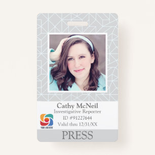 Custom Geometric Reporter Photographer Press ID ID Badge