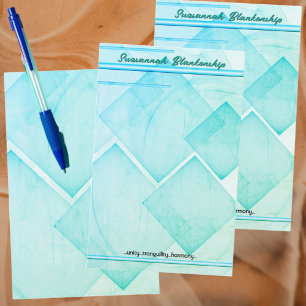Custom Geometric Teal Abstract Background Stationery