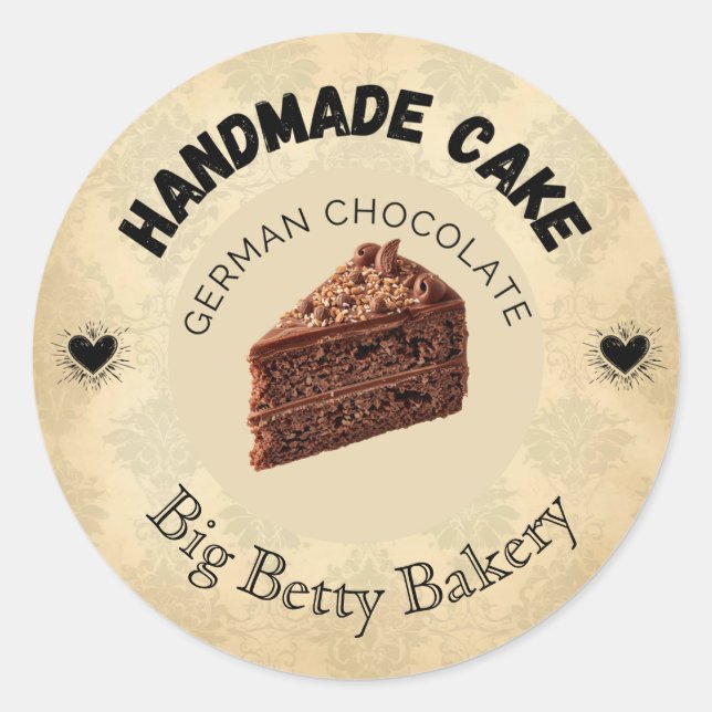 Custom German Chocolate Cake Labels | Personalised (Front)