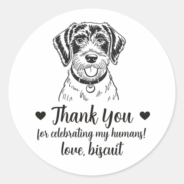Custom German Pointer Dog Wedding Favour Stickers (Front)