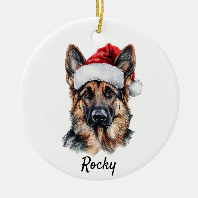 Custom German Shepherd Dog Ceramic Ornament (Front)