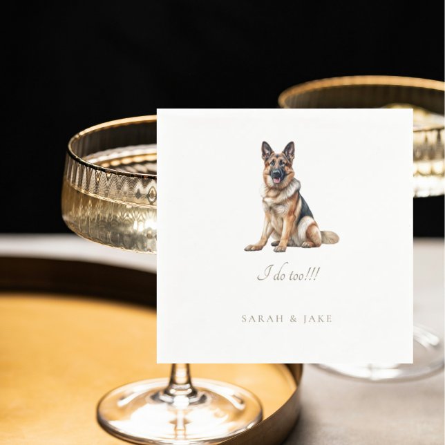 Custom German Shepherd Pet Wedding Napkin (Creator Uploaded)