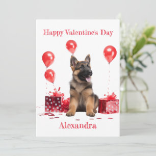 Custom German Shepherd with Gift Boxes Valentine Holiday Card