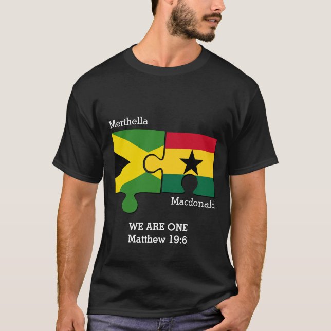 Custom GHANA JAMAICA Flag Christian T-Shirt (Front)