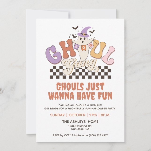 Custom Ghoul Gang Halloween Party Bach Party Group Invitation (Front)