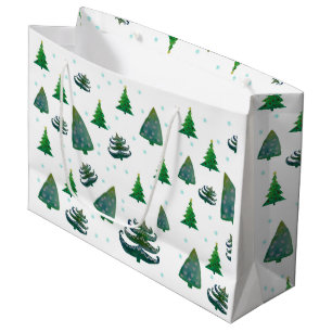 Custom Gift Bag - Large, Glossy Christmas Trees