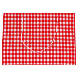 Custom Gift Bag - Small, RED AND WHITE CHECK