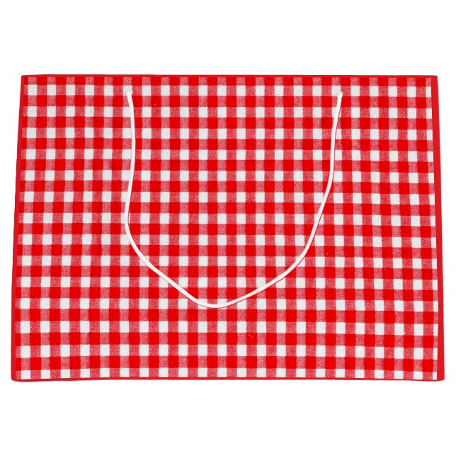 Custom Gift Bag - Small, RED AND WHITE CHECK (Front)