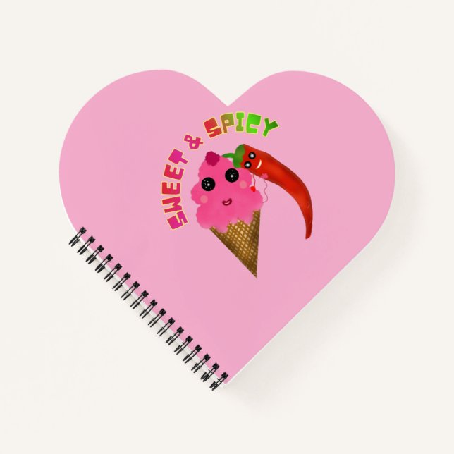 Custom gift Cute Ice Cream and Chili Pepper  Notebook (Front)