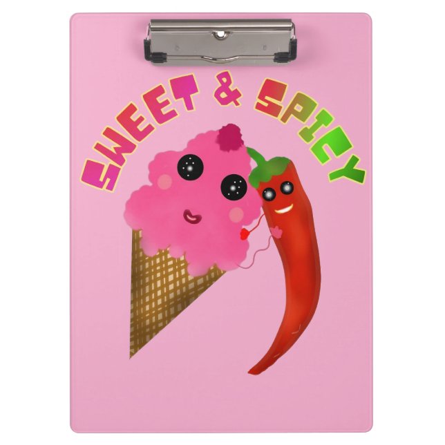 Custom gift Cute Ice Cream and Chilli Pepper  Clipboard (Front)