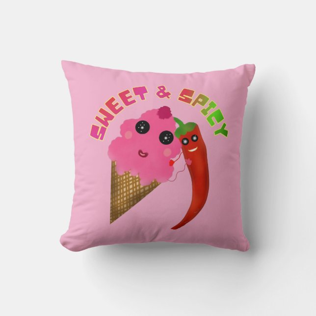 Custom gift Cute Ice Cream and Chilli Pepper  Cushion (Front)