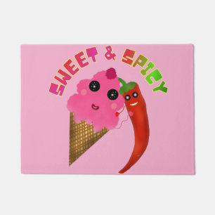 Custom gift Cute Ice Cream and Chilli Pepper Doormat