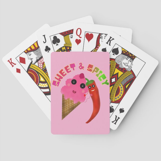 Custom gift Cute Ice Cream and Chilli Pepper  Playing Cards (Back)