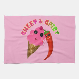 Custom gift Cute Ice Cream and Chilli Pepper  Tea Towel