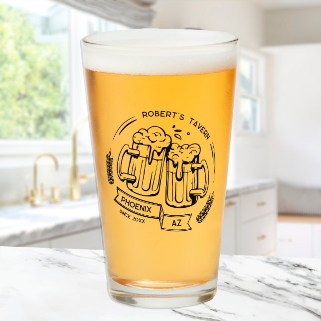 Custom Gift For Beer Lover Personalised Home Bar Glass (Creator Uploaded)