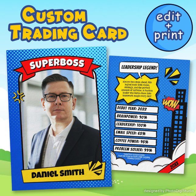 Custom Gift for Boss, Comic Superboss Trading Card (Custom Gift for Boss, Comic Superboss Trading Card)
