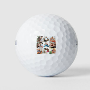 Custom Gift for Dad Fathers Day 9 Photo Collage Golf Balls